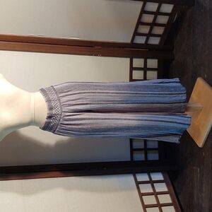 Indigo Rein Blue and Gray Striped Flowy Linen Blend Pants Sz M